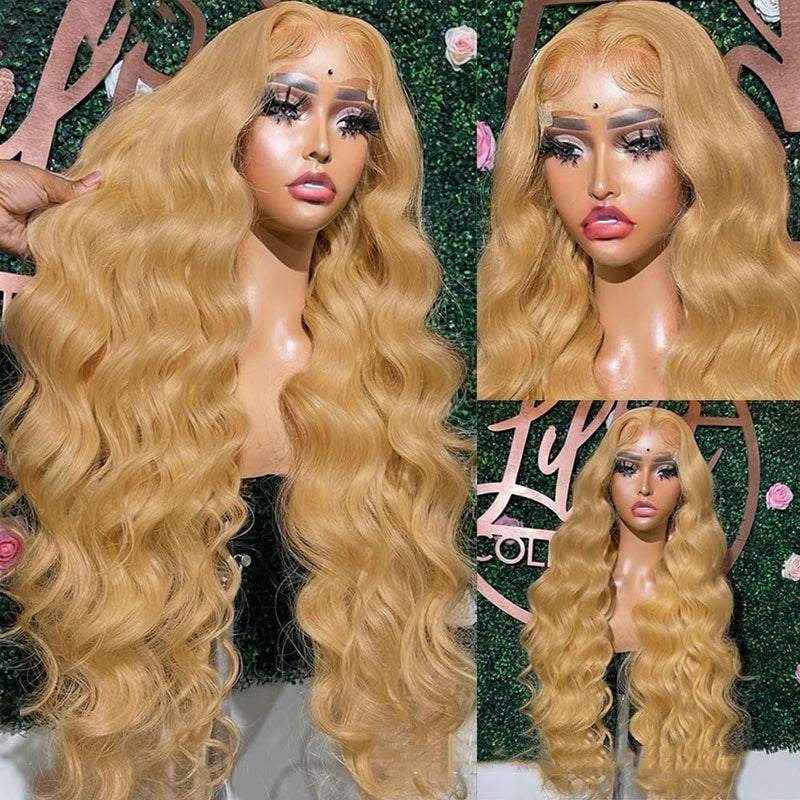 Blonde Color 27 Human Hair 13X4 Lace Frontal Wig Body Wave.