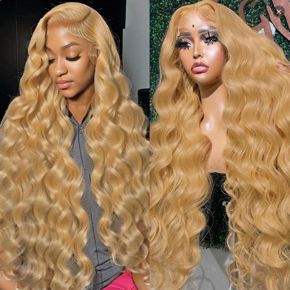 13x4 Deep wave Lace Frontal Wig Blonde
Color 27 Human Hair.