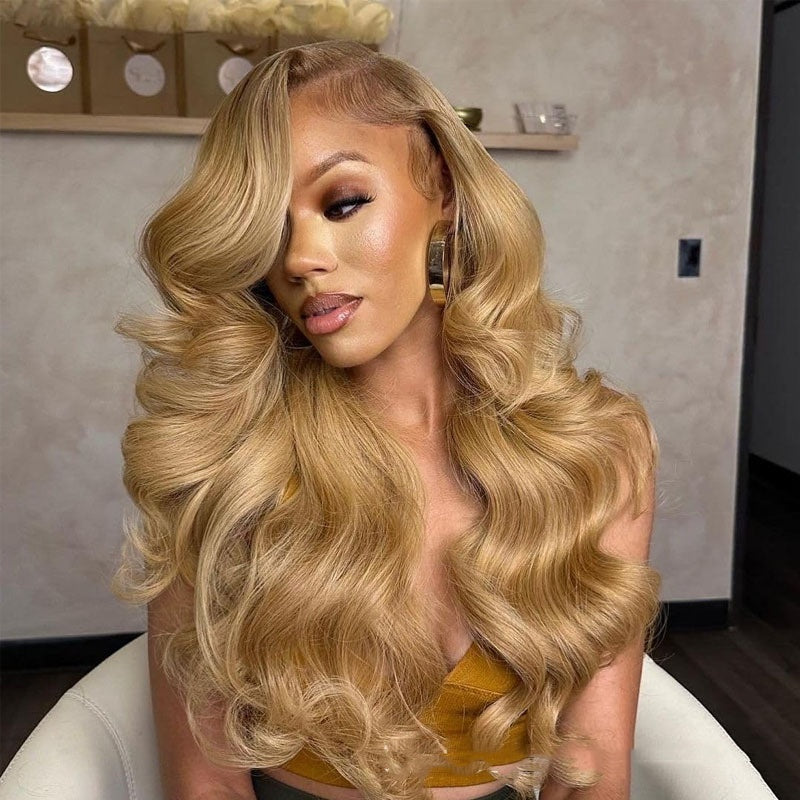 Blonde Color 27 Human Hair 13X4 Lace Frontal Wig Body Wave.